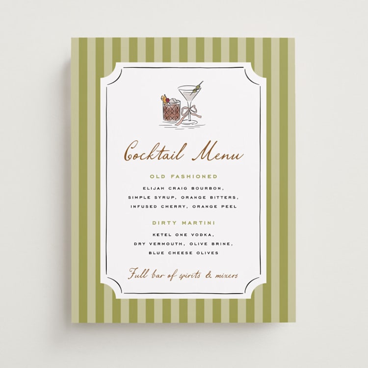 "Stock the Barware" - Bar Signs in Olive by Erin German - Front