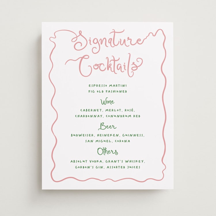 "Squiggly type" - Bar Signs in Carnation by Creo Study - Front