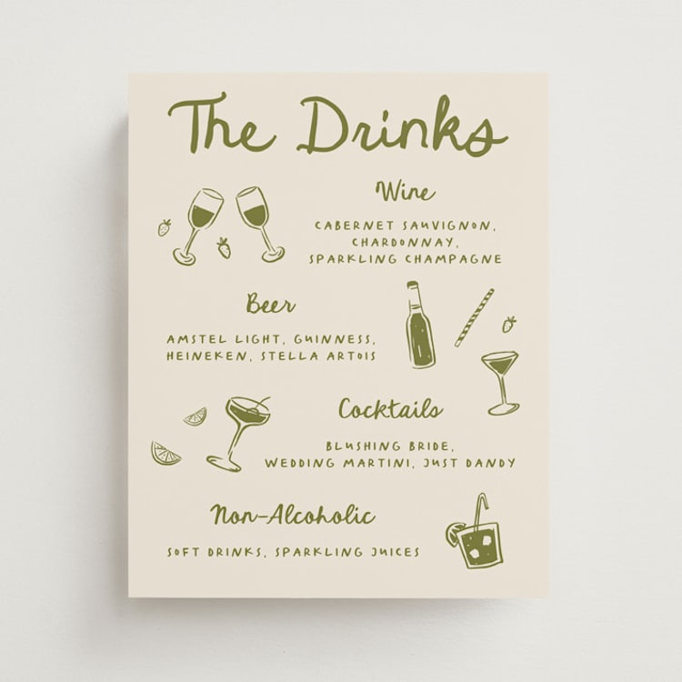 "Playful Doodles" - Bar Signs in Olive by Carmia C. - Front
