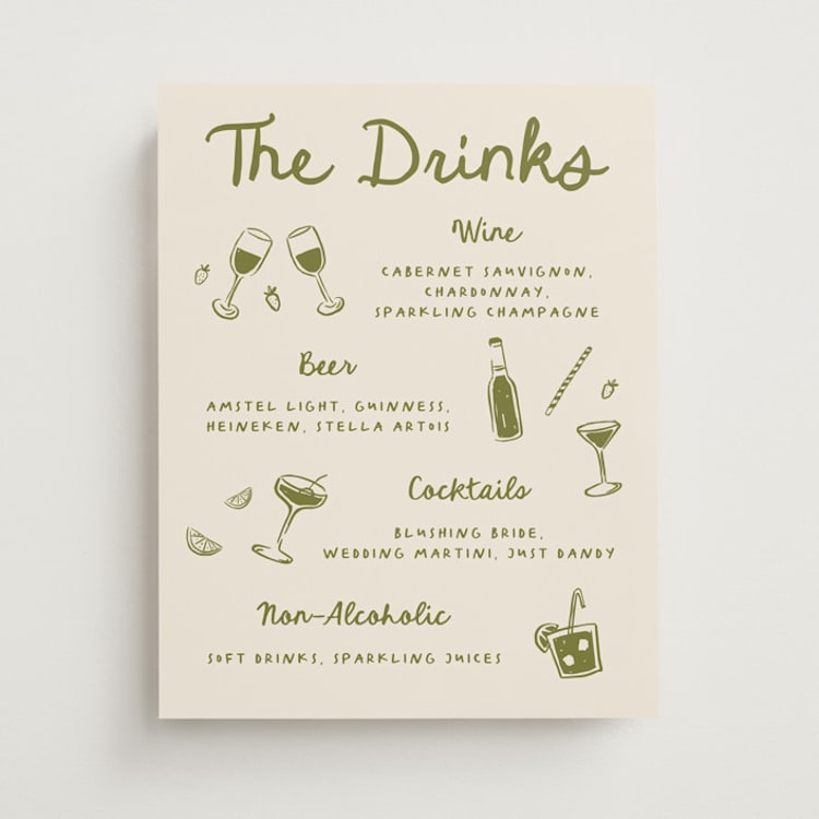 "Playful Doodles" - Bar Signs in Olive by Carmia C. - Front