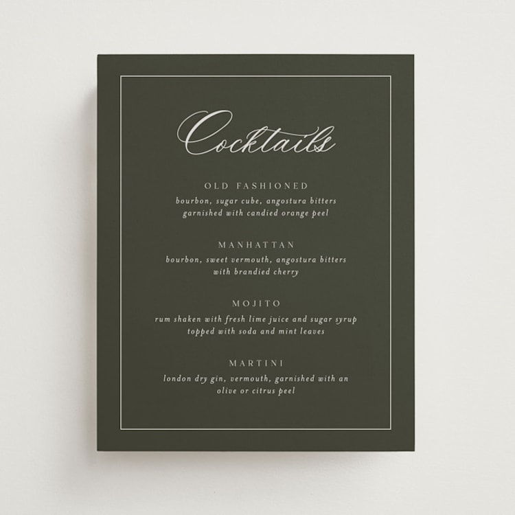 "Refined" - Bar Signs in Olive by Nicole Walsh - Front