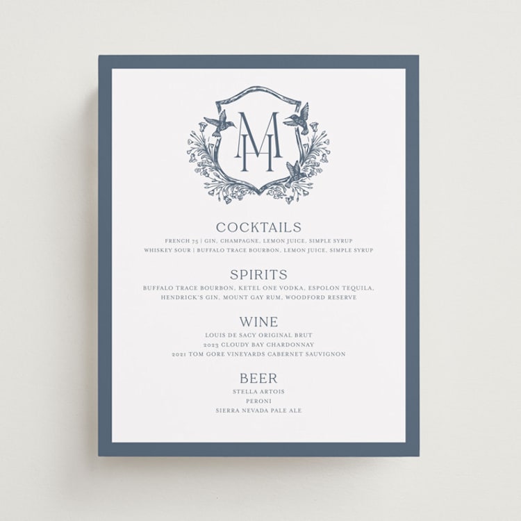 "Hummingbird Botanicals" - Bar Signs in Provincial Blue by Erin Deegan - Front