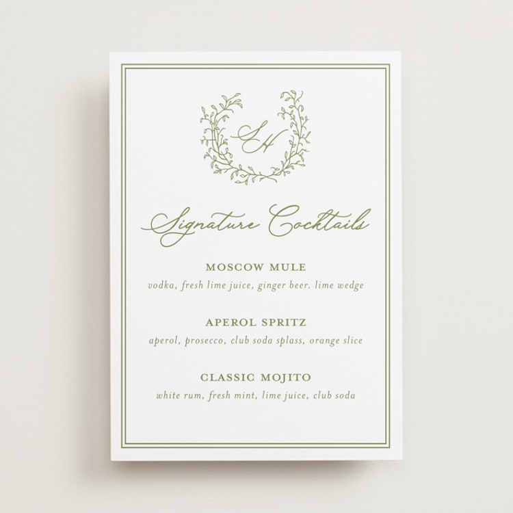 "Garden Script" - Bar Signs in Pistachio by Katherine Moynagh - Front