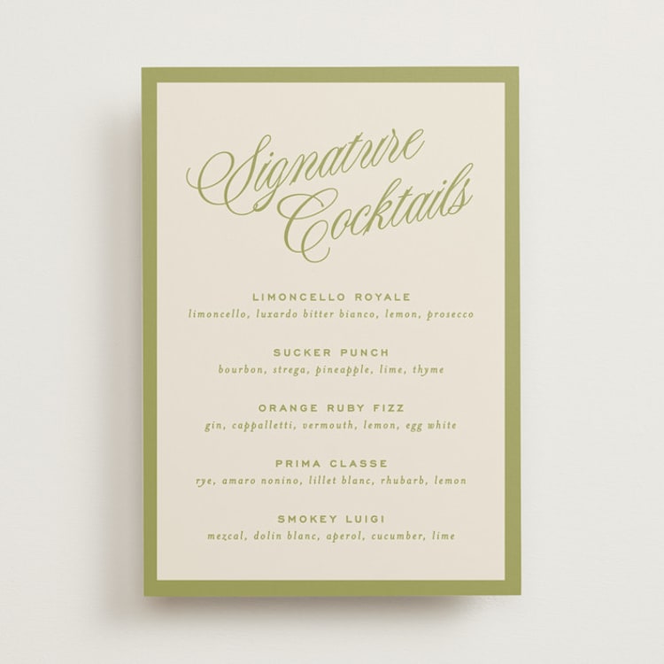 "rory" - Bar Signs in Olive by Ellen Schlegelmilch - Front