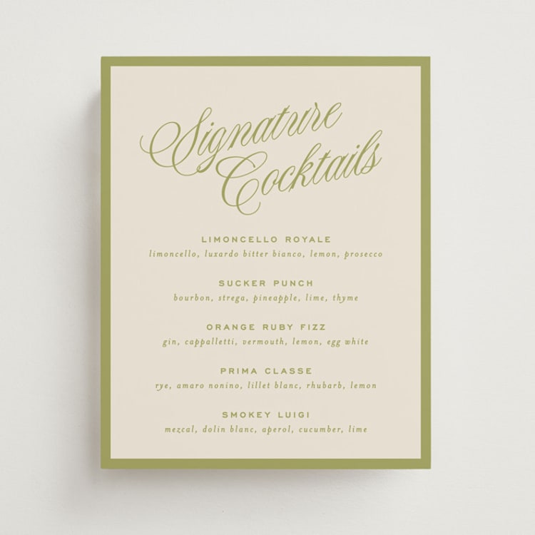 "rory" - Bar Signs in Olive by Ellen Schlegelmilch - Front