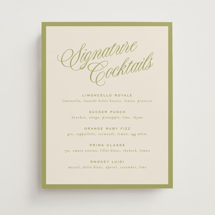 "rory" - Bar Signs in Olive by Ellen Schlegelmilch - Front