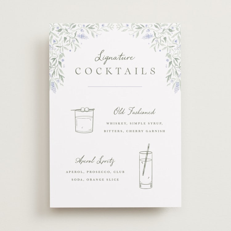 "Delicate Vines" - Bar Signs in Periwinkle by Kristen Smith - Front
