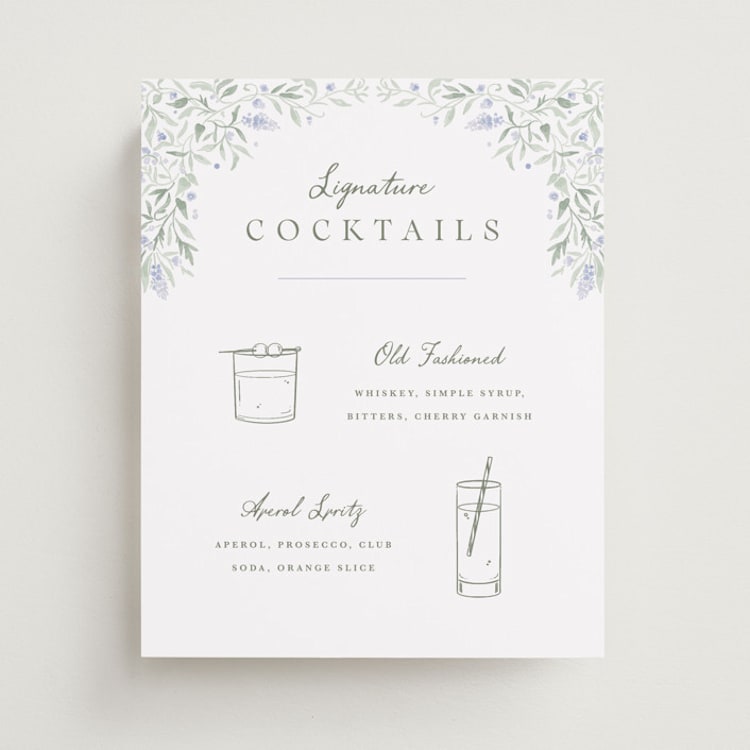 "Delicate Vines" - Bar Signs in Periwinkle by Kristen Smith - Front