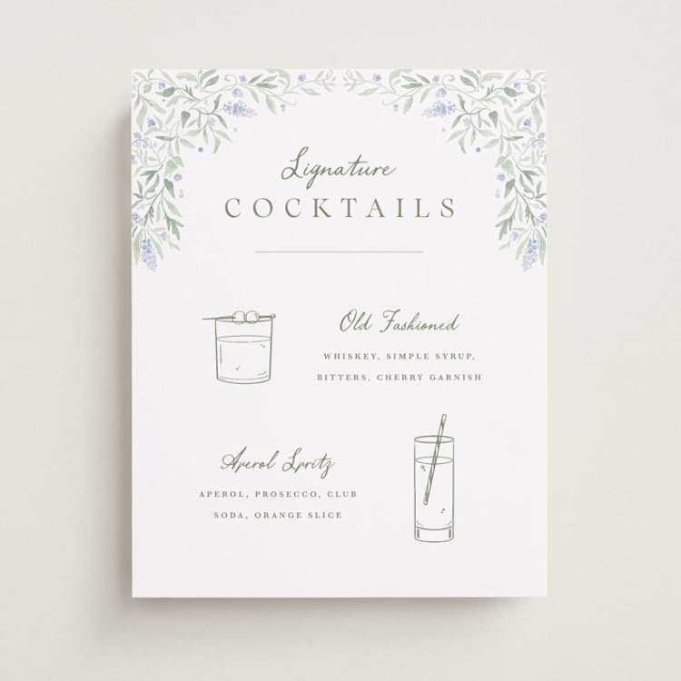 "Delicate Vines" - Bar Signs in Periwinkle by Kristen Smith - Front