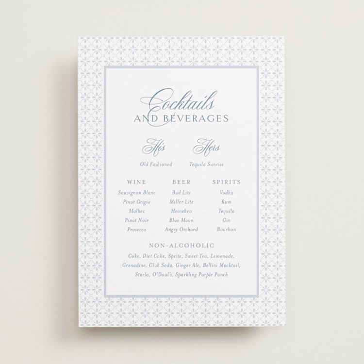 "Coastal Charm" - Bar Signs in Dusty Blue by Jennifer Postorino - Front