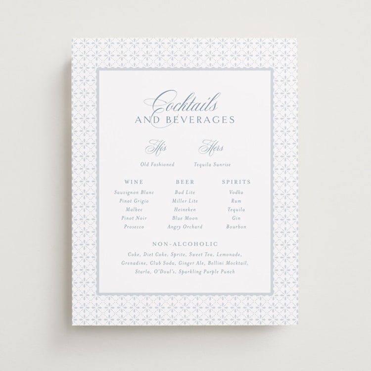 "Coastal Charm" - Bar Signs in Dusty Blue by Jennifer Postorino - Front