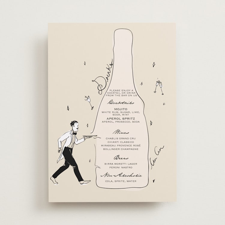 "Cin Cin - Butler Drinks Menu" - Bar Signs in Champagne by Draft and Wed - Front