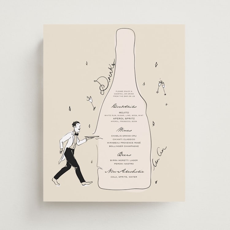 "Cin Cin - Butler Drinks Menu" - Bar Signs in Champagne by Draft and Wed - Front