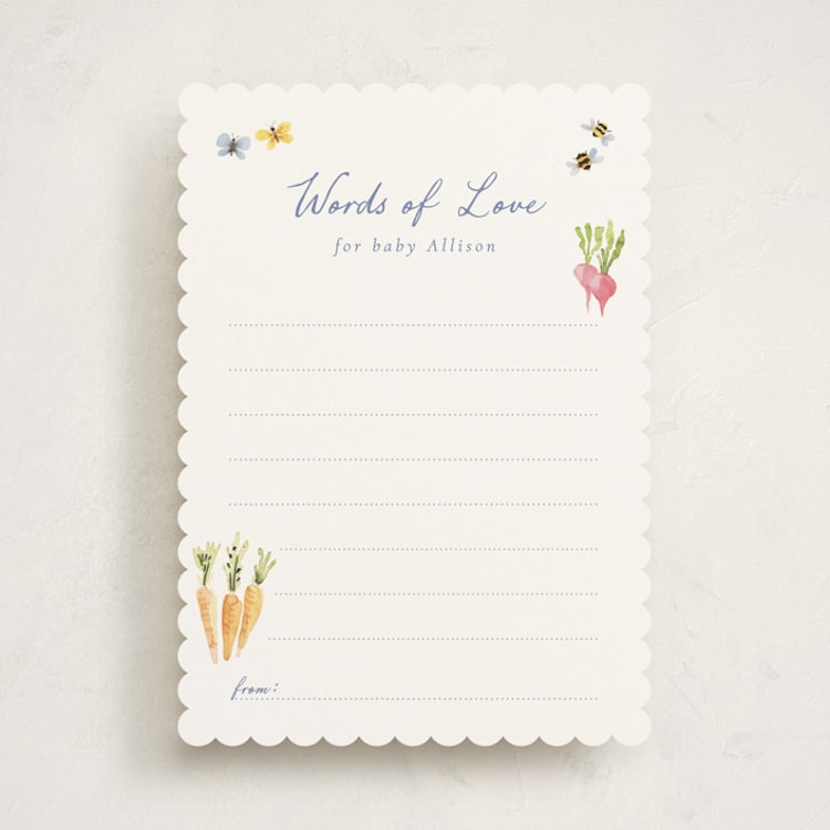 "Grown with love" - Baby Shower Activity Cards in Sky by frau brandt - Front