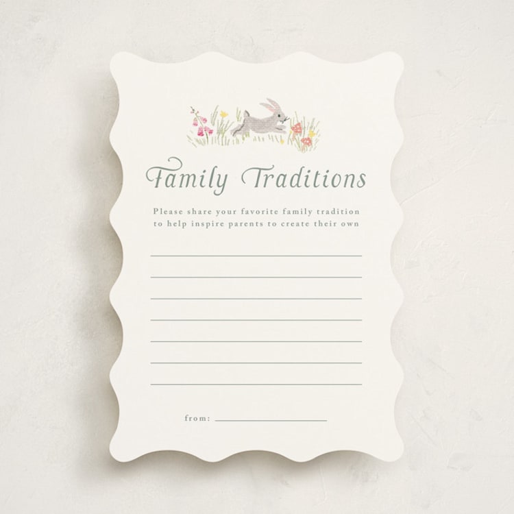 "Woodland Welcome" - Baby Shower Activity Cards in Meadow by Petra Kern - Front