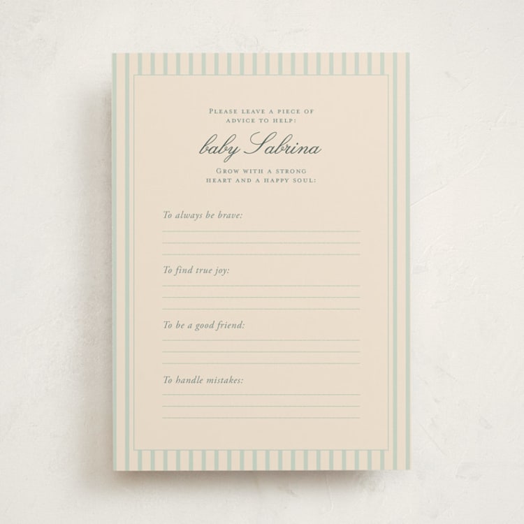 "Maison de Rêves" - Baby Shower Activity Cards in Ciel by Sabrin Deirani - Front
