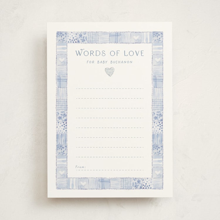 "Soft Quilt" - Baby Shower Activity Cards in Blueberry by frau brandt - Front