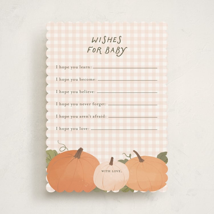 "Pumpkin Patch" - Baby Shower Activity Cards in Pumpkin by Paper Raven Co. - Front