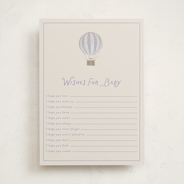 "Balloons" - Baby Shower Activity Cards in Bluebird by Kampai Designs - Front