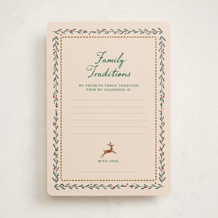 "Winter Deer Carousel" - Baby Shower Activity Cards in Almond Milk by Leia Matt - Front