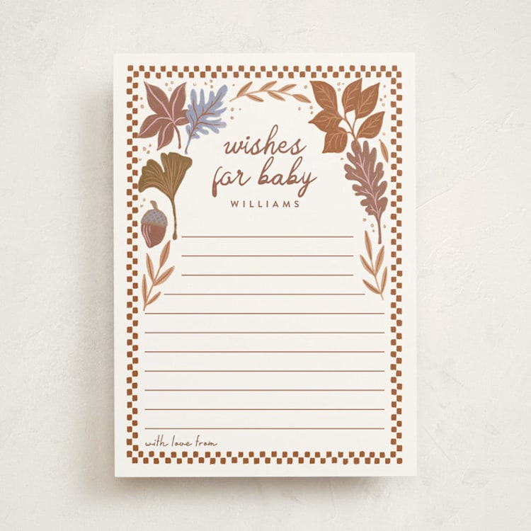 "Fall in Love" - Baby Shower Activity Cards in Latte by Alethea and Ruth - Front