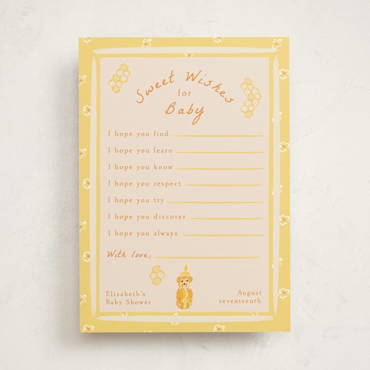 "Honeybear" - Baby Shower Activity Cards in Honey by Sarah Rosenthal - Front