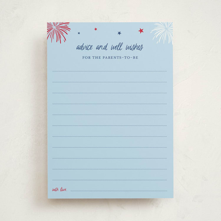 "Americana" - Baby Shower Activity Cards in Navy by Ilene Guy - Front