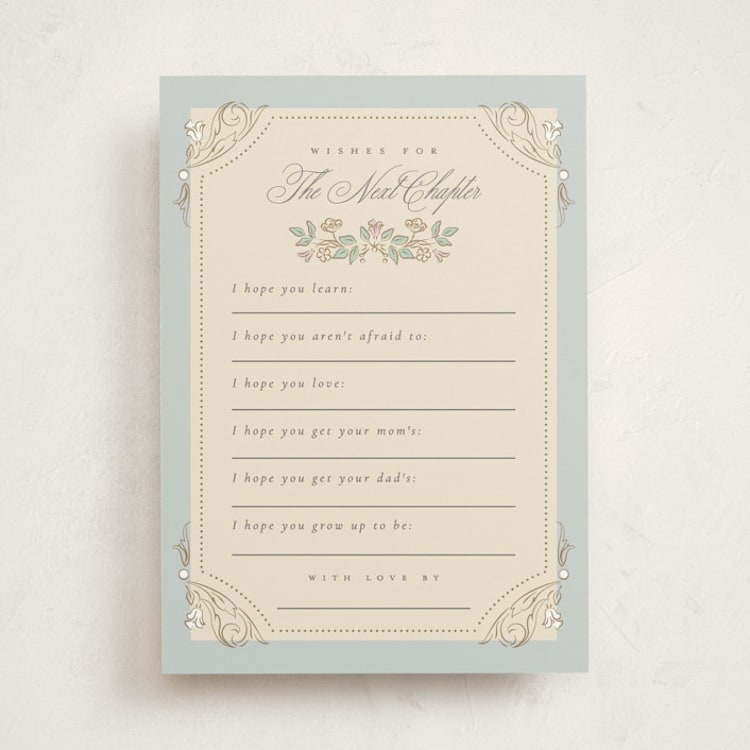 "Le Cheval d’Enfance" - Baby Shower Activity Cards in Pastel Toile by Ana de Sousa - Front