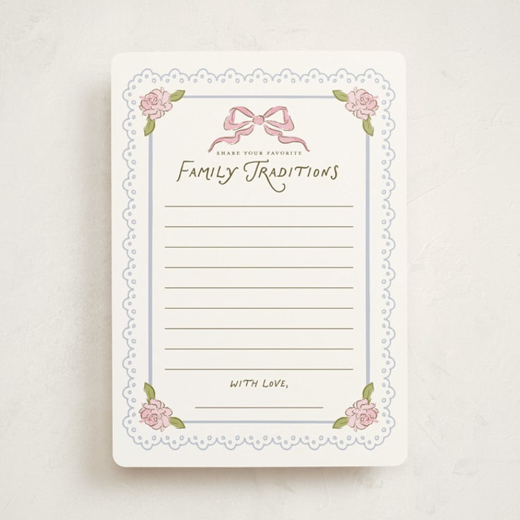 "Floral & Lace Baby Shower" - Baby Shower Activity Cards in Peony by Holton Art and Design - Front