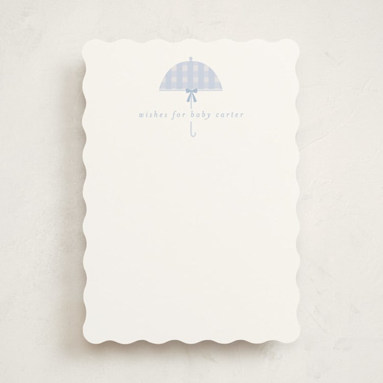 "Plaid Brolly" - Baby Shower Activity Cards in Sky by Angela Thompson - Front
