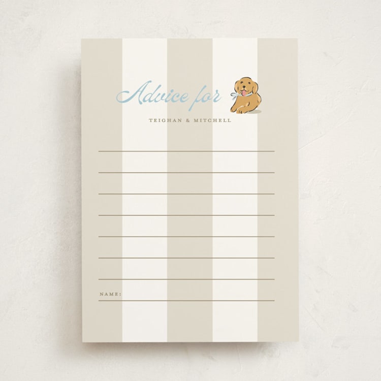 "Preppy Pup" - Baby Shower Activity Cards in Bluebird by Susan Zinader - Front
