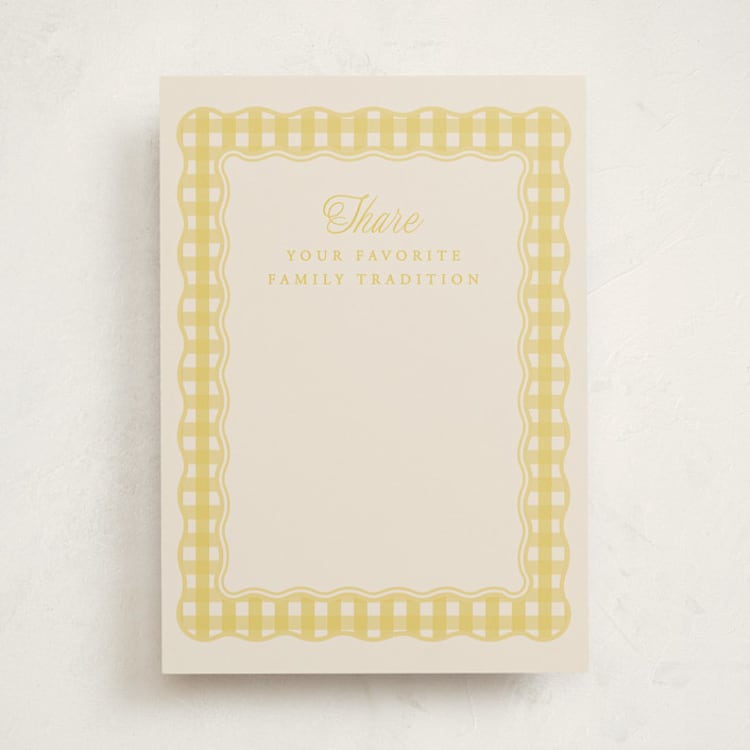 "Scalloped Gingham" - Baby Shower Activity Cards in Lemonade by Brianne Larsen - Front