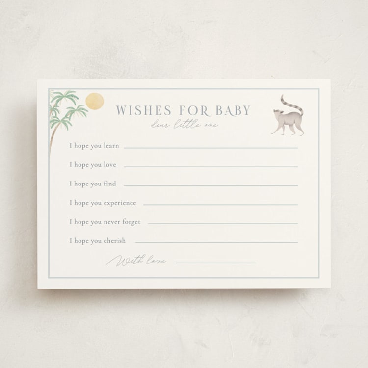 "Africa" - Baby Shower Activity Cards in Sky Blue by Sabrin Deirani - Front