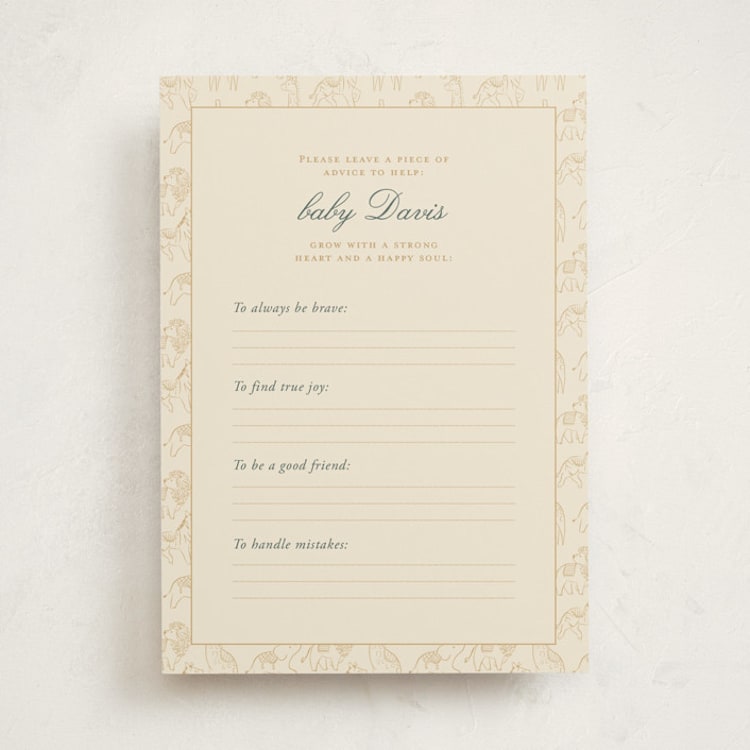 "Carousel of Sweet Beginnings" - Baby Shower Activity Cards in Vanilla by Sabrin Deirani - Front