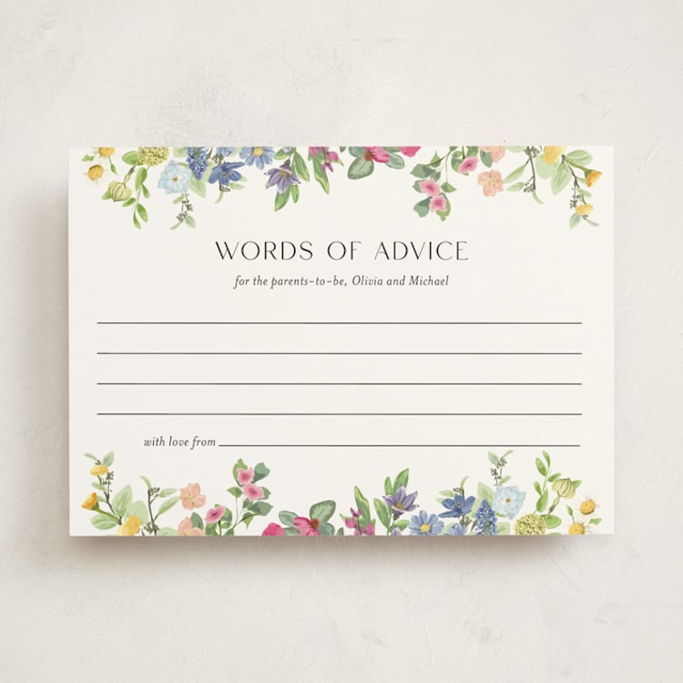 "flower garden" - Baby Shower Activity Cards in Cotton by Susan Moyal - Front