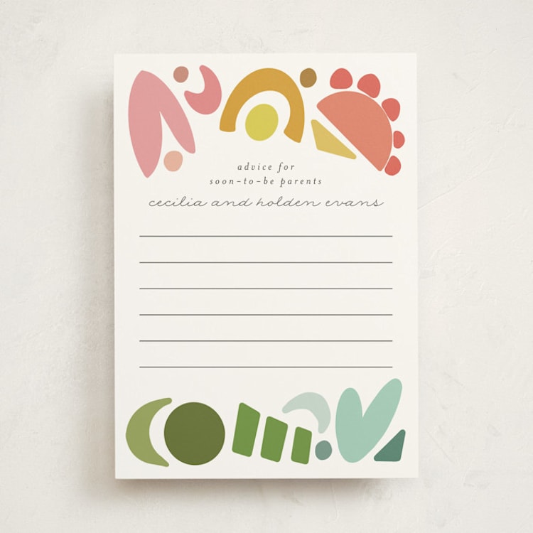 "Rainbow Shapes" - Baby Shower Activity Cards in Rainbow by Morgan Kendall - Front