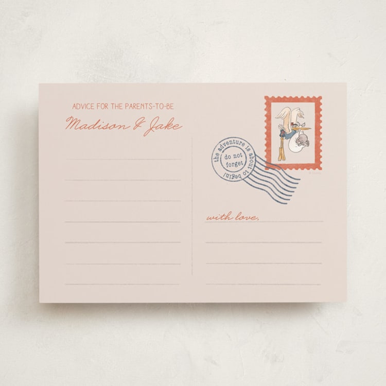 "Disney's Dumbo Stork Baby on the Way" - Baby Shower Activity Cards in Navy by Claudia Orengo - Front