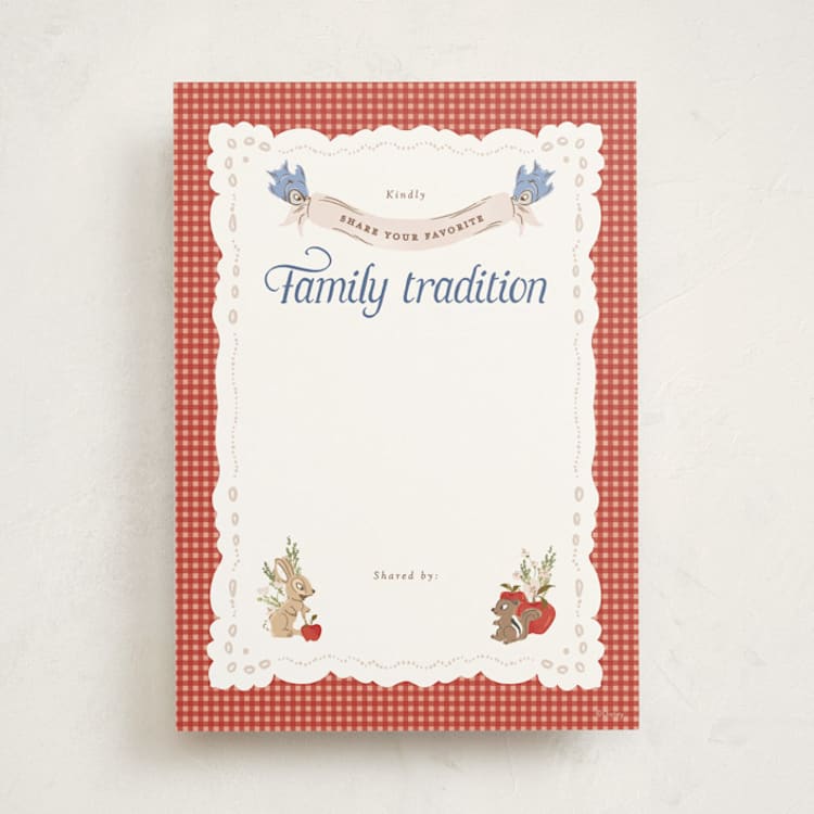 "Disney Woodland Gingham" - Baby Shower Activity Cards in Apple by Erin L. Wilson - Front