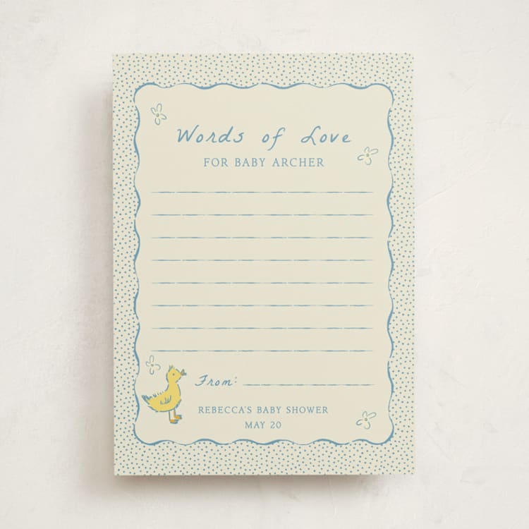 "Sweet Peeps" - Baby Shower Activity Cards in Robin’s Egg by Sarah Rosenthal - Front