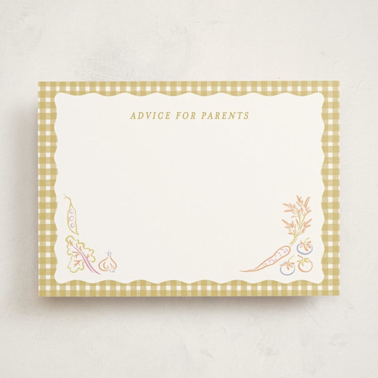 "Veggie Patch" - Baby Shower Activity Cards in Olive by Natalie Rae - Front