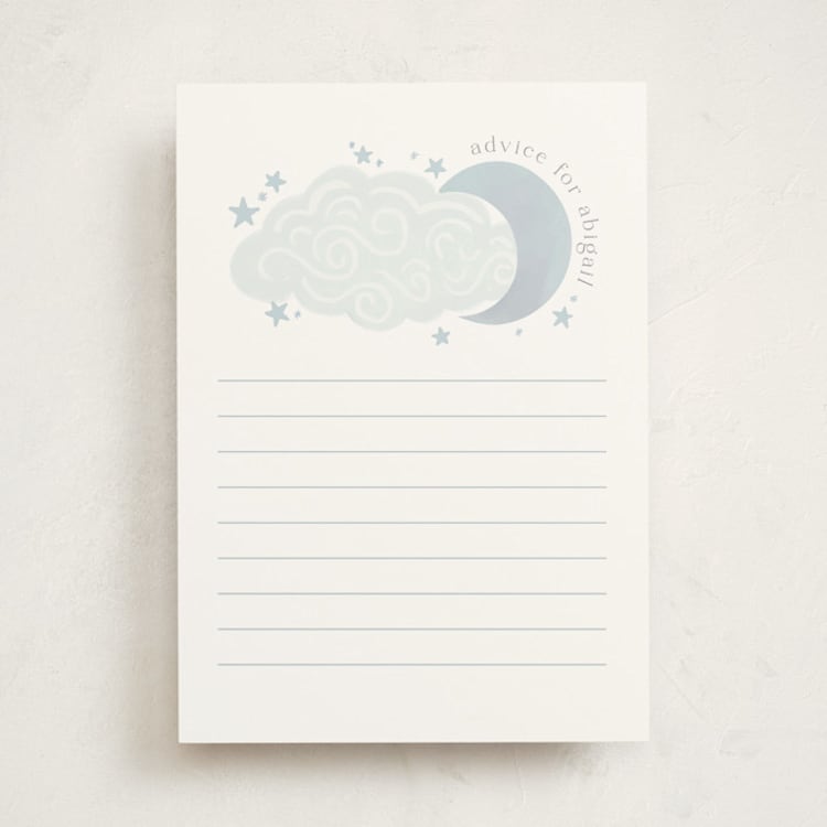 "Over the Moon" - Baby Shower Activity Cards in Celestial by Joanna Griffin - Front