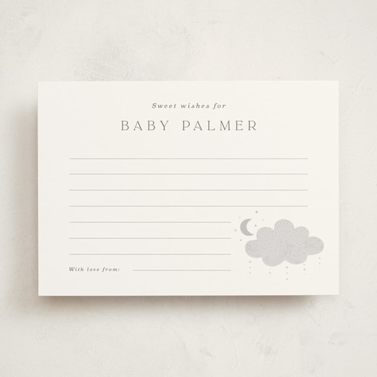 "Moon Baby" - Baby Shower Activity Cards in Slate by Marina Onoprienko - Front