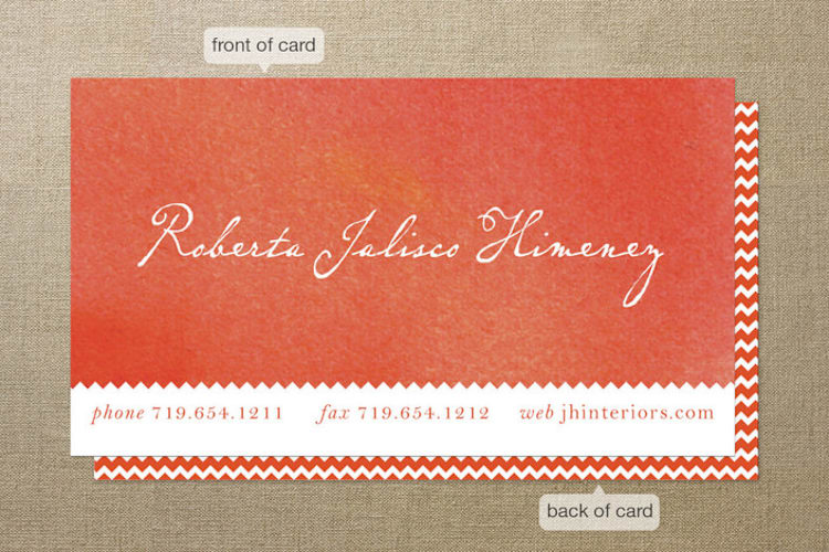 "Color Wash" - Business Cards in Persimmon by 2birdstone - Front
