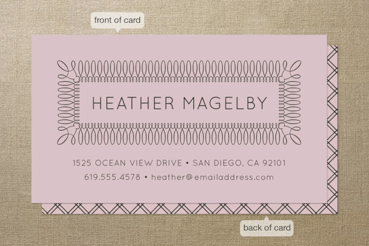 "Certified" - Business Cards in Rose by Jill Means - Front