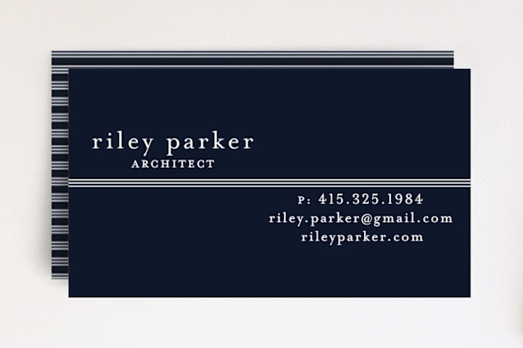 "Striped Divide" - Business Cards in Navy by A.C.R. - Front