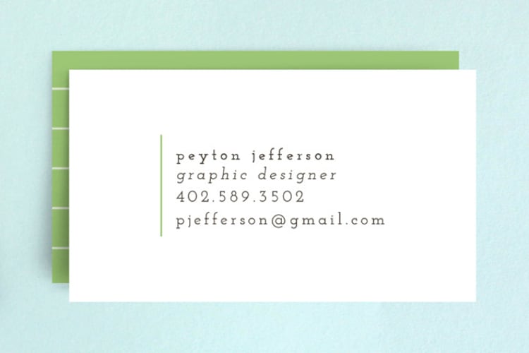 "Clean & Simple" - Business Cards in Lime by Brianne Larsen - Front