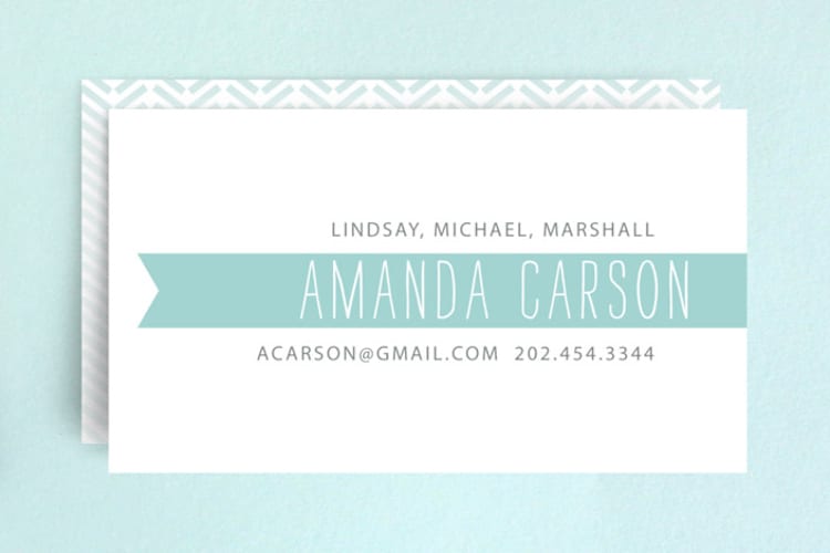 "Wrapped in a Banner" - Business Cards in Celeste by SimpleTe Design - Front