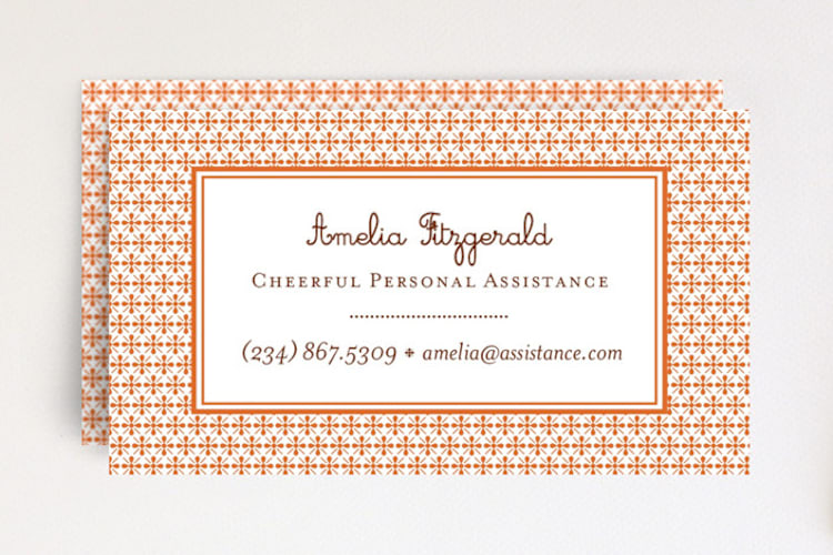"Paprika Patterned" - Business Cards in Paprika by Blixa 6 Studios - Front