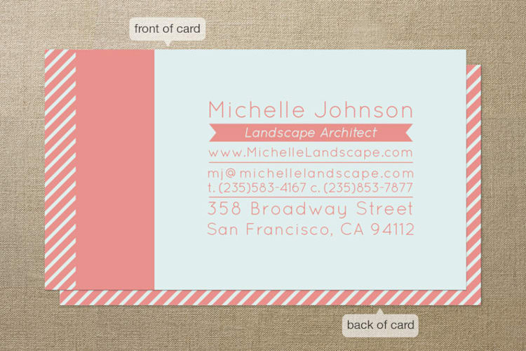"Mint & Mauve" - Business Cards in Mint by Shannon Chen of Four Wet Feet Studio - Front