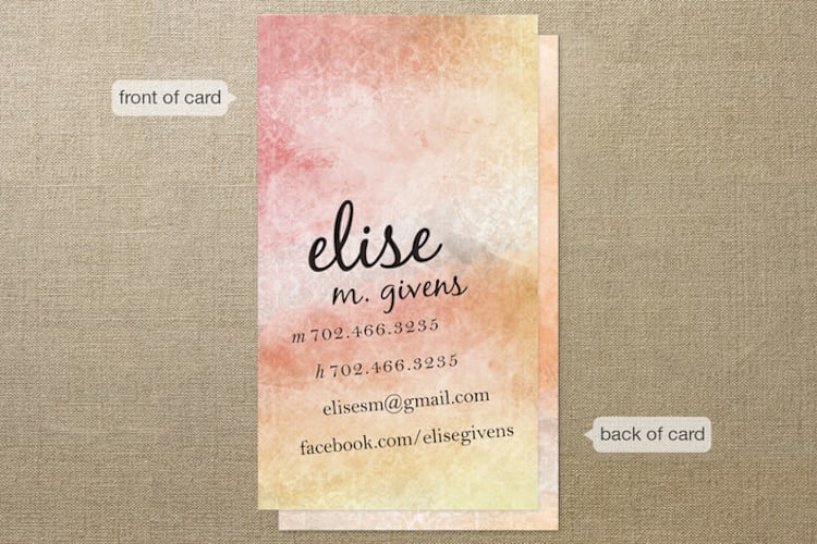 "Pastel Wash" - Business Cards in Pink Sunset by Made by Wendy - Front